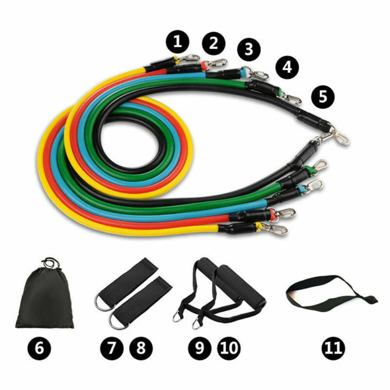11 Piece Fitness Resistance Bands Exercise Set - Image 10