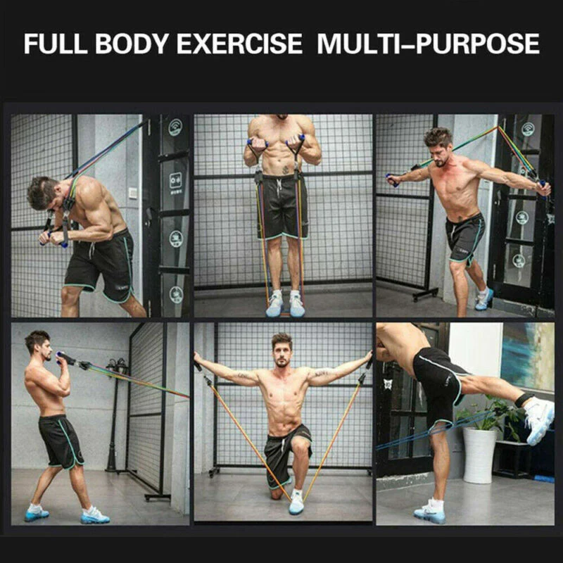 11 Piece Fitness Resistance Bands Exercise Set - Image 12