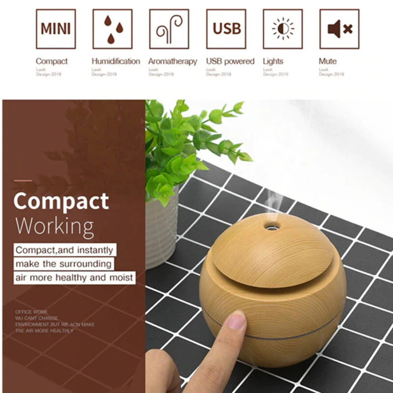 Mini Wood Grain Aromatherapy Diffuser - Image 8