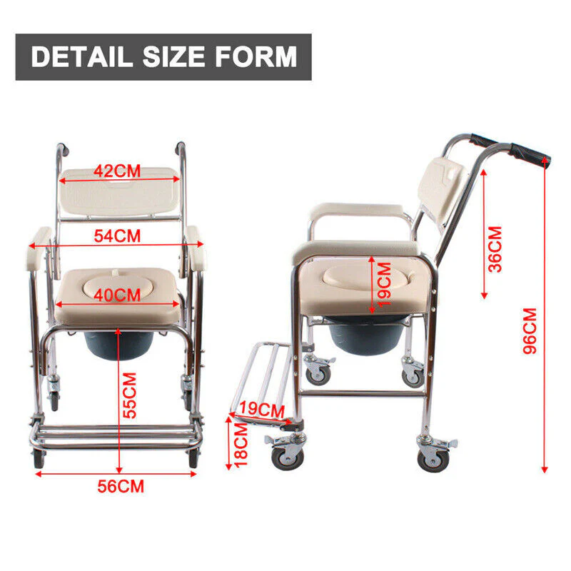 Mobile Shower Toilet Commode Chair - Image 3